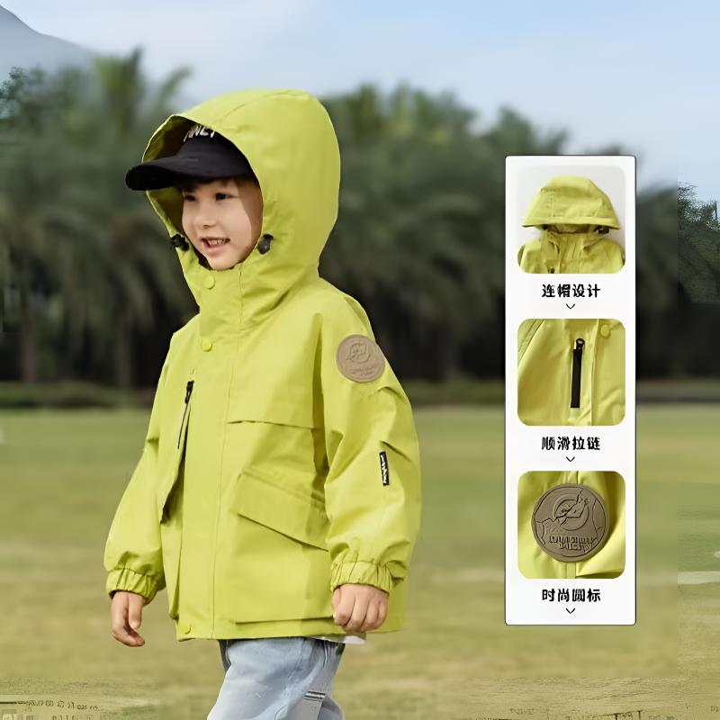 儿童秋装风衣2025新款男童冲锋衣宝宝春秋外套夹克连帽休闲上衣潮