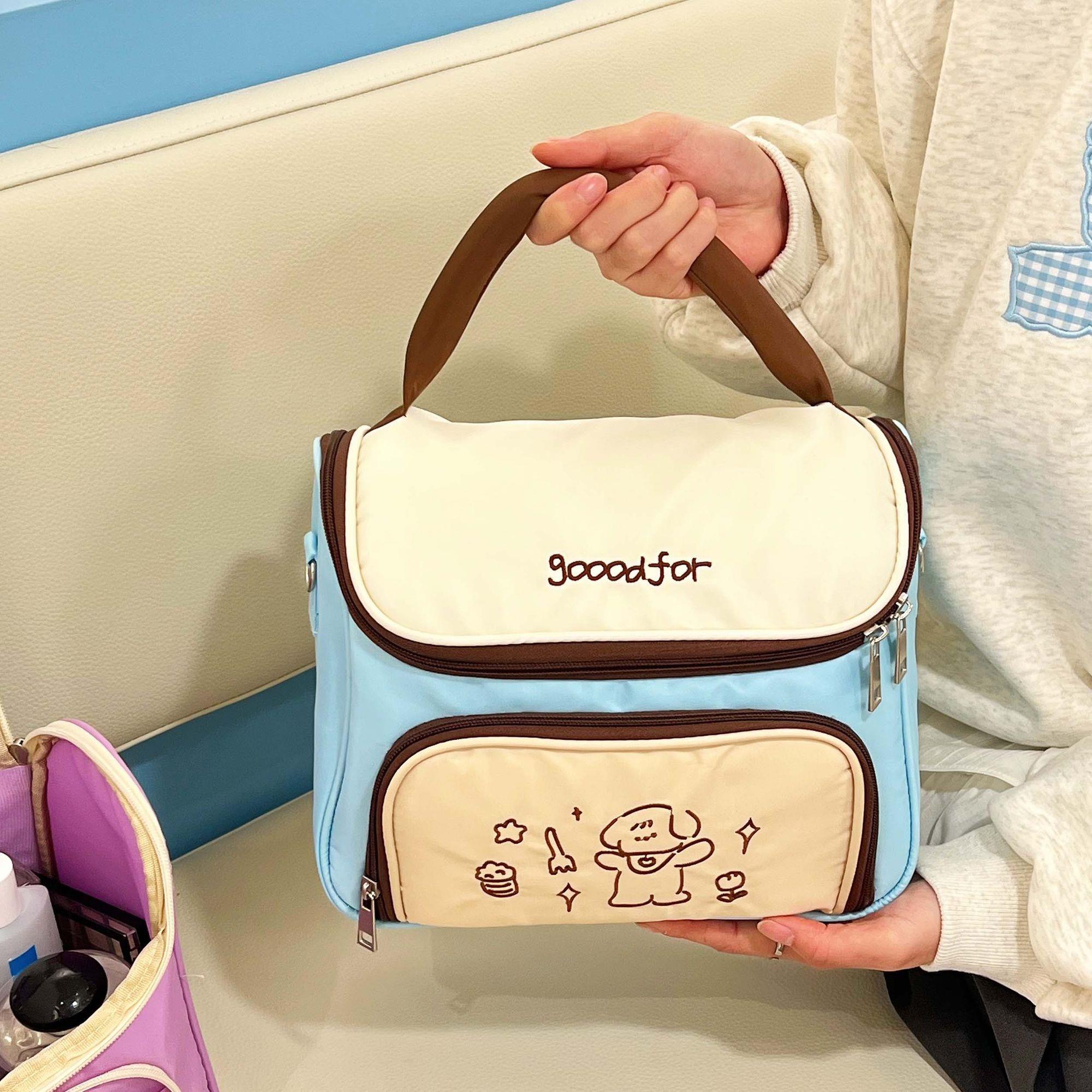 高颜值手提化妆包可爱大容量化妆品整理收纳袋学生外出便携洗漱包