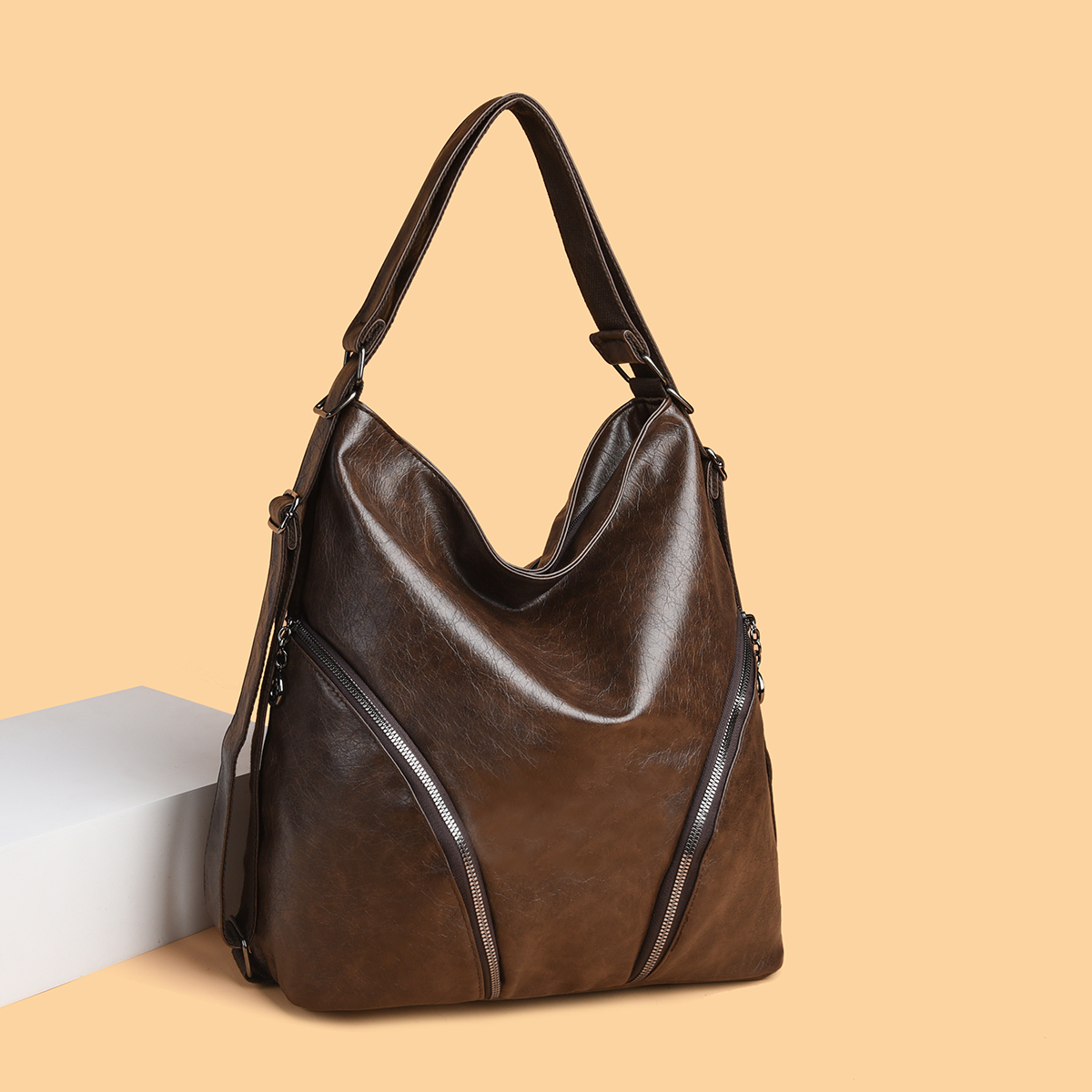 通勤新款时尚百搭轻奢单肩斜挎女包8430咖色