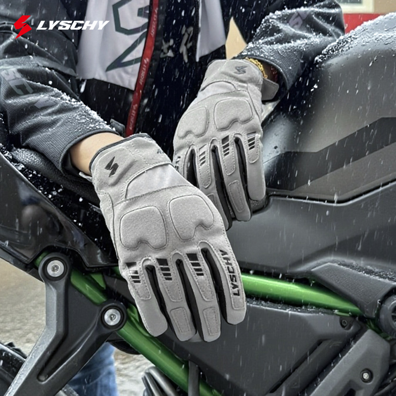 LYSCHY/雷翅冬季防水全指骑行手套防摔手套摩托车复古触屏手套
