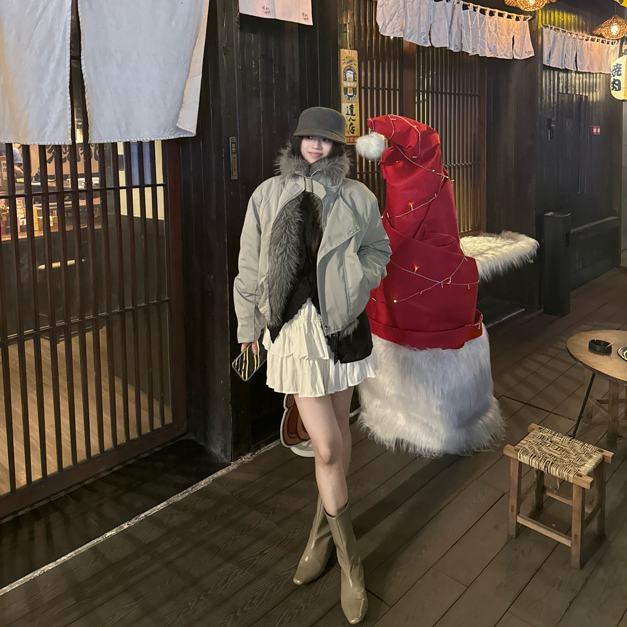 宽松百搭显瘦大毛领保暖厚款短款气质冬季长袖外套子毛领