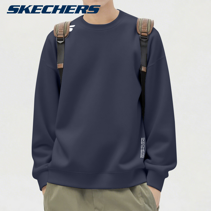 斯凯奇卫衣男2025秋冬季新款圆领套头衫潮流宽松休闲长袖男款内搭