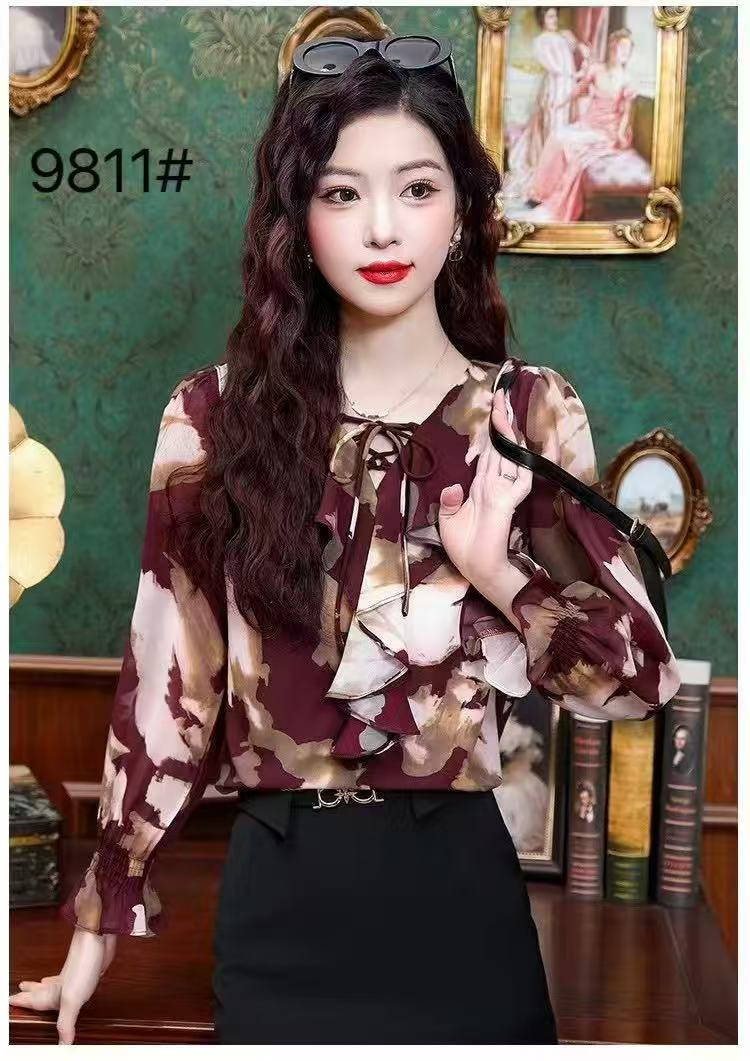 【F3569】减龄气质女士上衣长袖衬衫高级感轻奢洋气衬衣2025新款