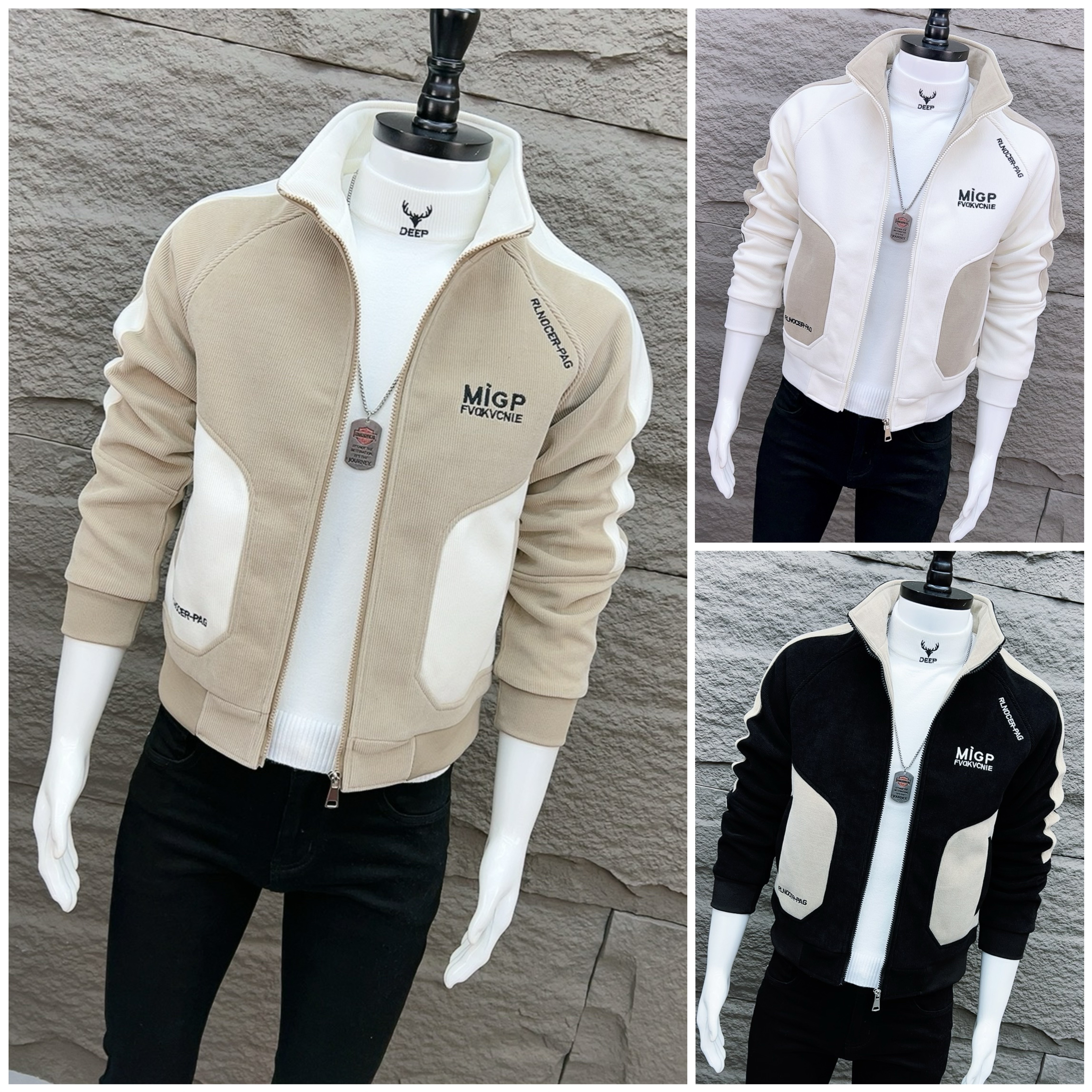 时尚男士夹克2025冬季新款加厚保暖外套韩版修身百搭立领上衣168