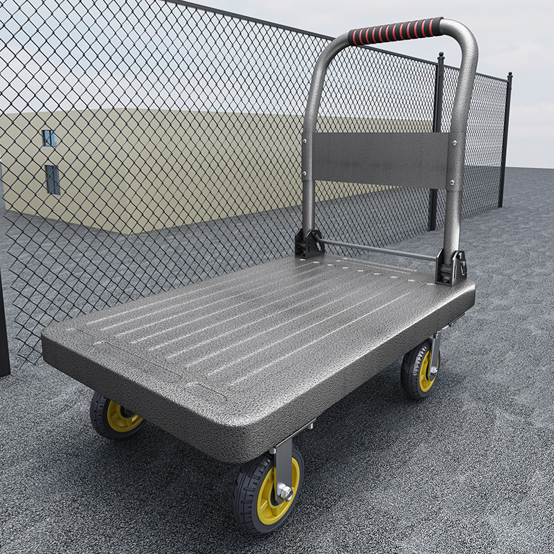 加厚钢板车重型拉货手推车四轮搬运推车折叠快递小推车物流推货车