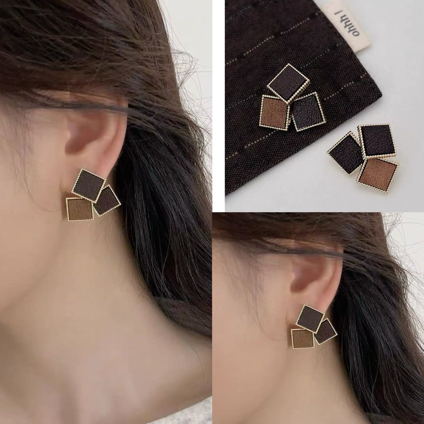 非金属仿珍珠耳饰 【YOUTH FILM】普通金属小方糖～耳钉862