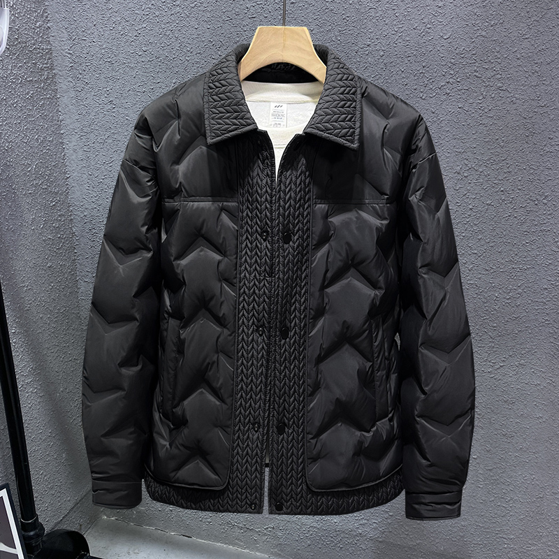 麦穗外套羽绒服休闲潮牌秋冬季二开白鸭绒绒运动保暖翻领