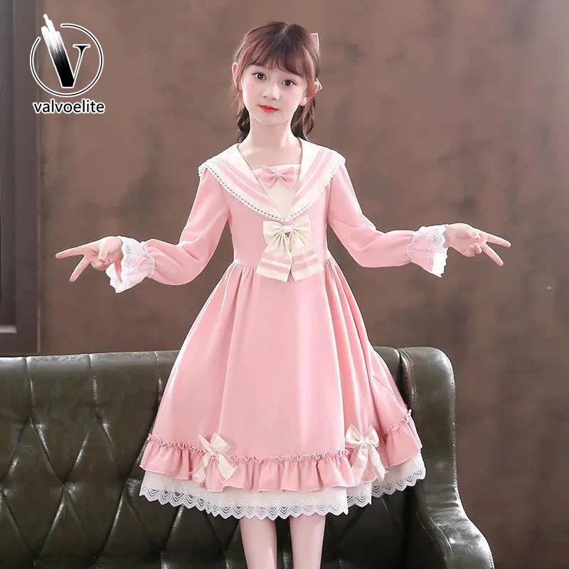 VALVOELITE女童洛丽塔公主裙秋装中大童学院风连衣裙洋气长袖裙子