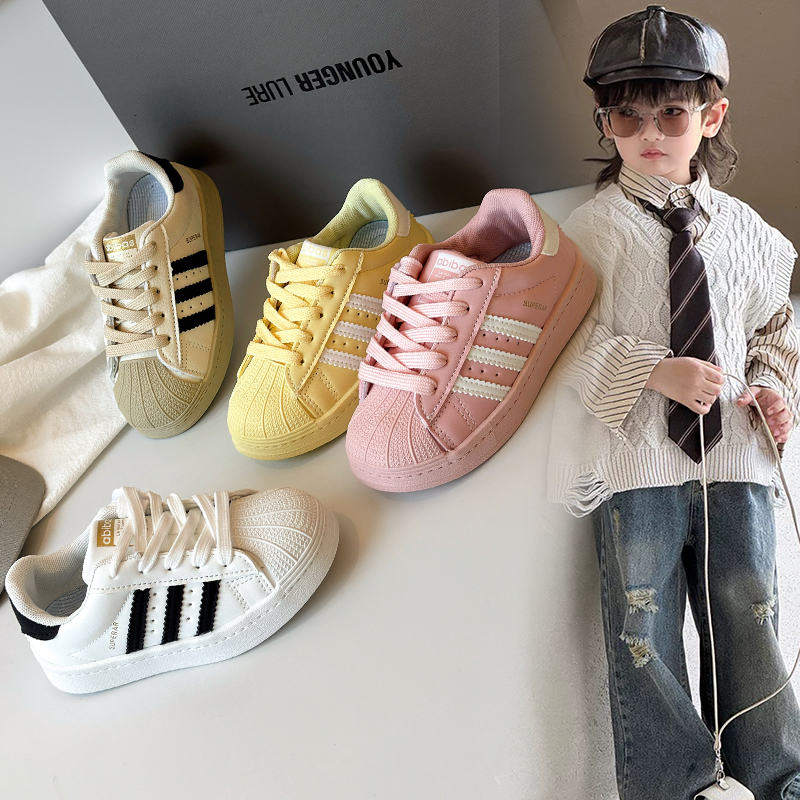 PORO贝壳儿童板鞋新款女童运动鞋轻便女孩休闲鞋中大童学生休闲鞋