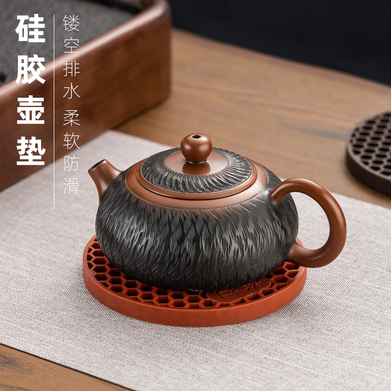 硅胶可排水壶垫紫砂壶养壶垫中式防滑垫壶承茶壶托隔热垫茶杯垫