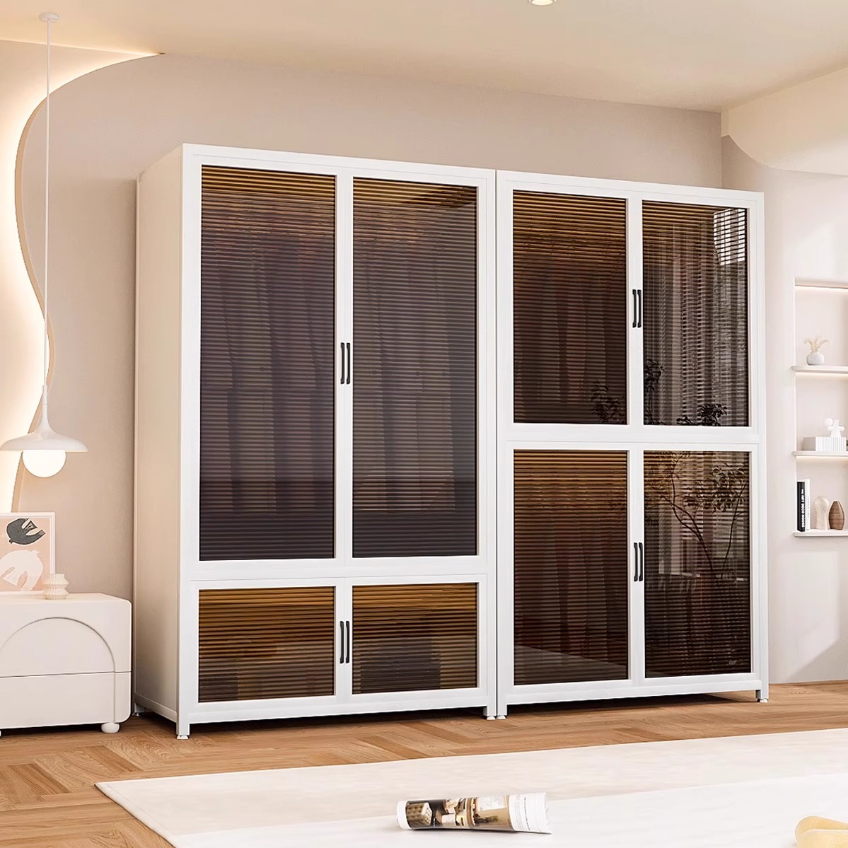 收纳柜卧室家用金属衣柜小户型衣服收纳柜出租房用衣物收纳整理柜