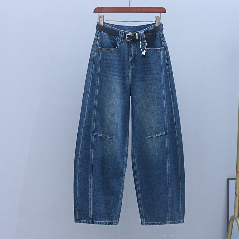 2025年新款高腰宽松弯刀裤春秋时尚无弹阔腿牛仔长裤显瘦香蕉裤女