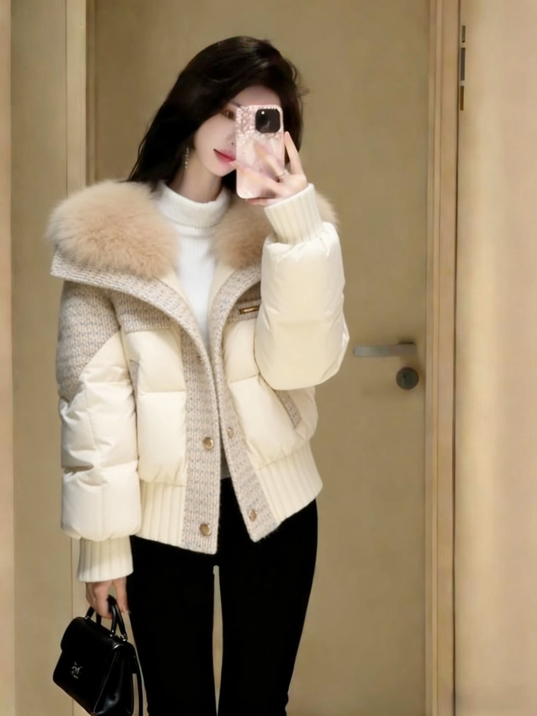 甜奢温柔风新款棉服女2025冬季通勤约会保暖修身显瘦百搭棉衣外套