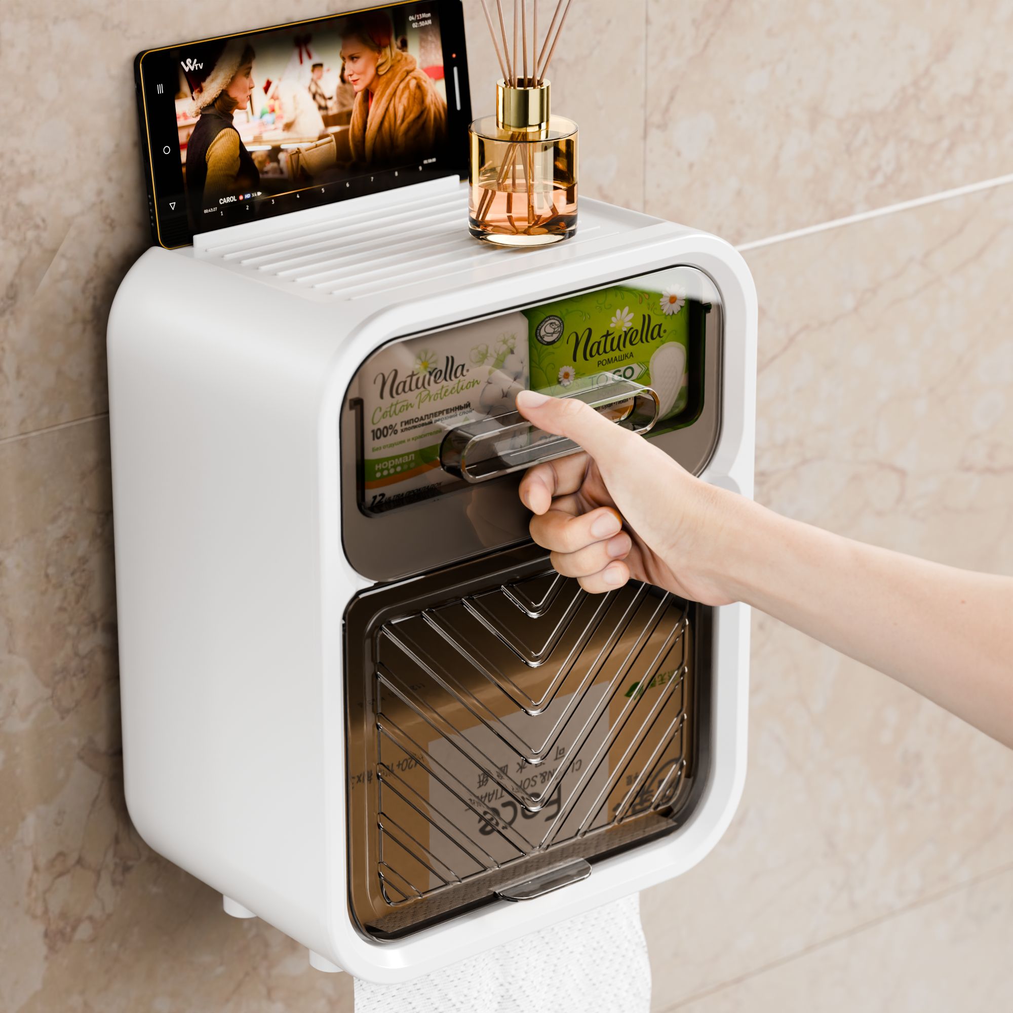 卫生间厕纸盒壁挂式纸巾盒免打孔防水厕所抽纸盒卫生纸置物架