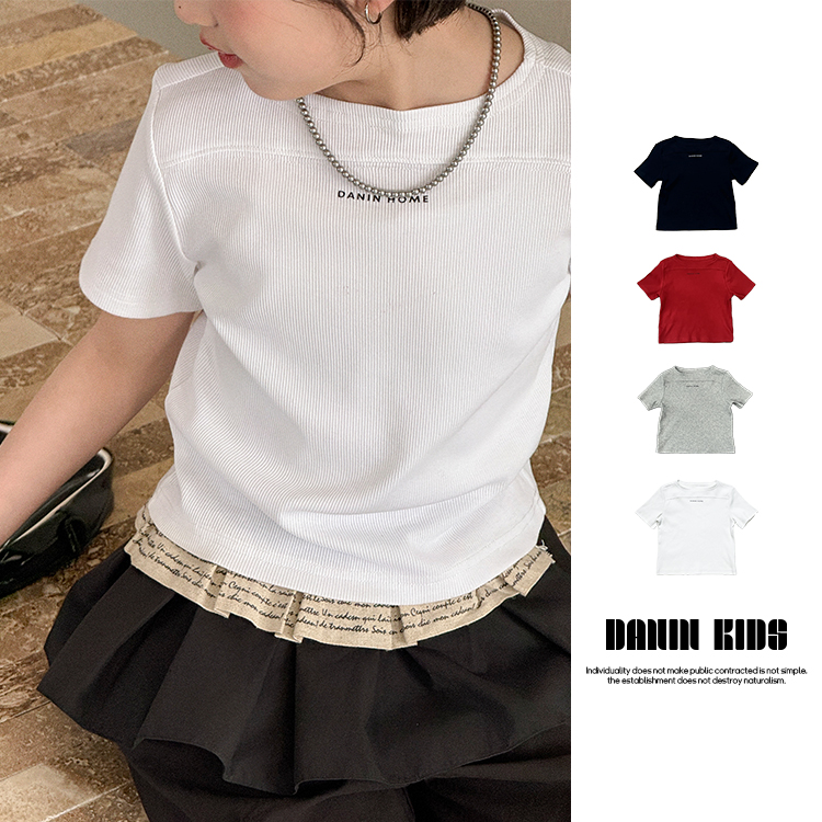 【嗒囜】女童夏季新款字母印花短袖T恤儿童服装百搭上衣时尚童装