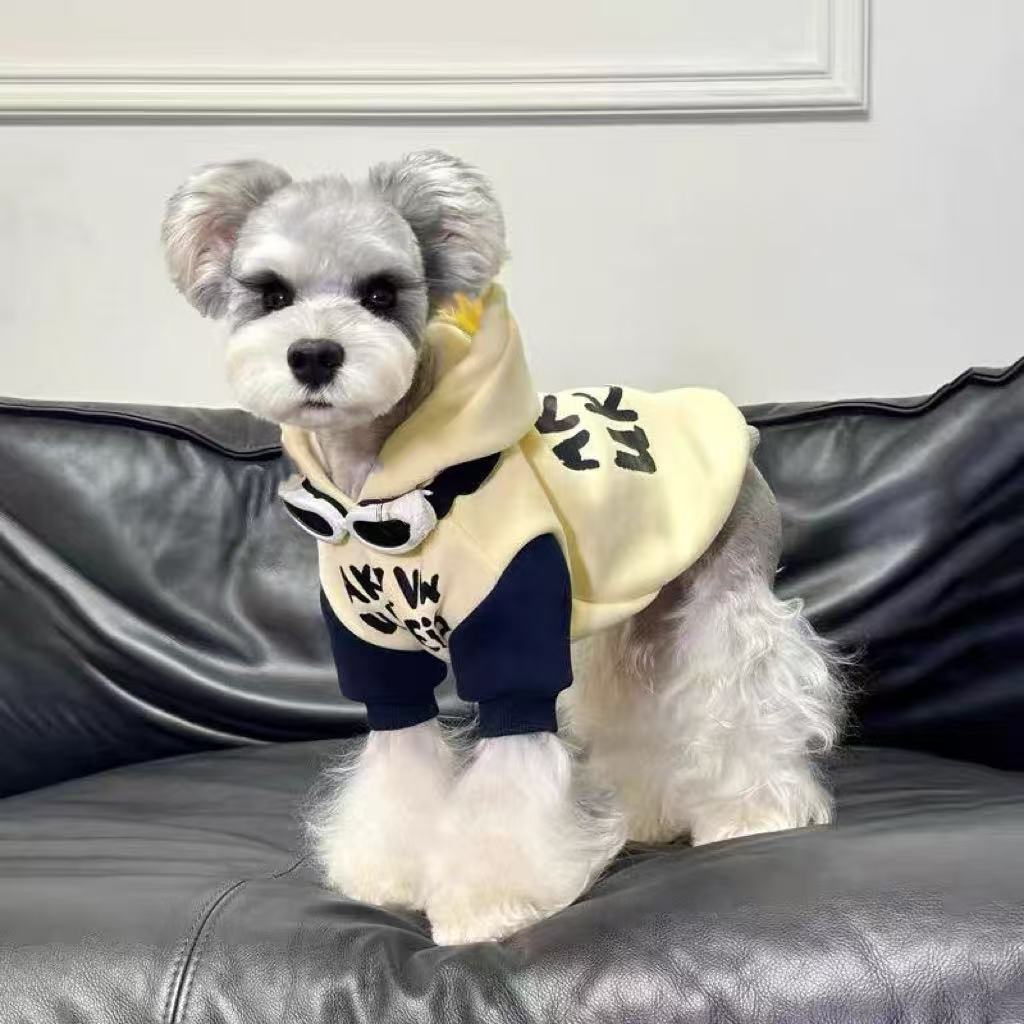 宠物猫狗秋冬拼色连帽无袖卫衣室内防掉毛中小大型犬适用