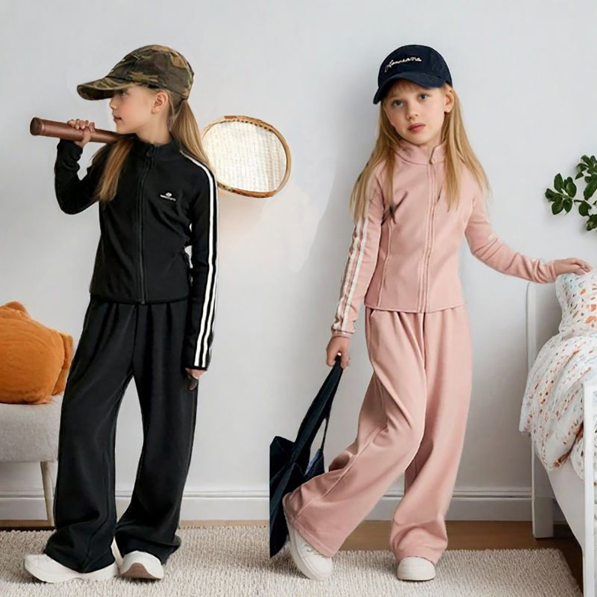 女童春秋装立领休闲套装2025新款中大童儿童运动外套卫裤女孩冬装