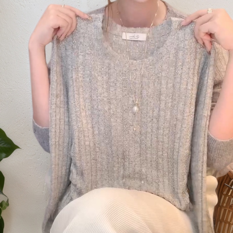 秋冬新款重工设计感纯色打底上衣百搭长袖针织衫LK2508279