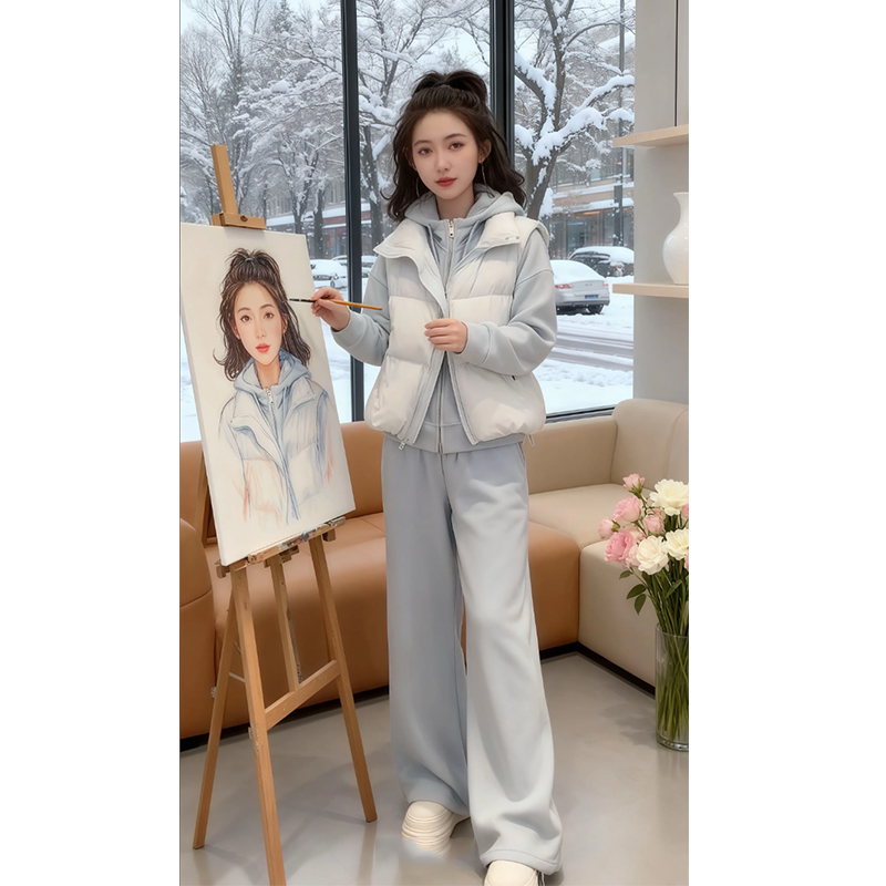 2025冬季新款时尚韩版气质洋气高档套装女高级百搭宽松三件套
