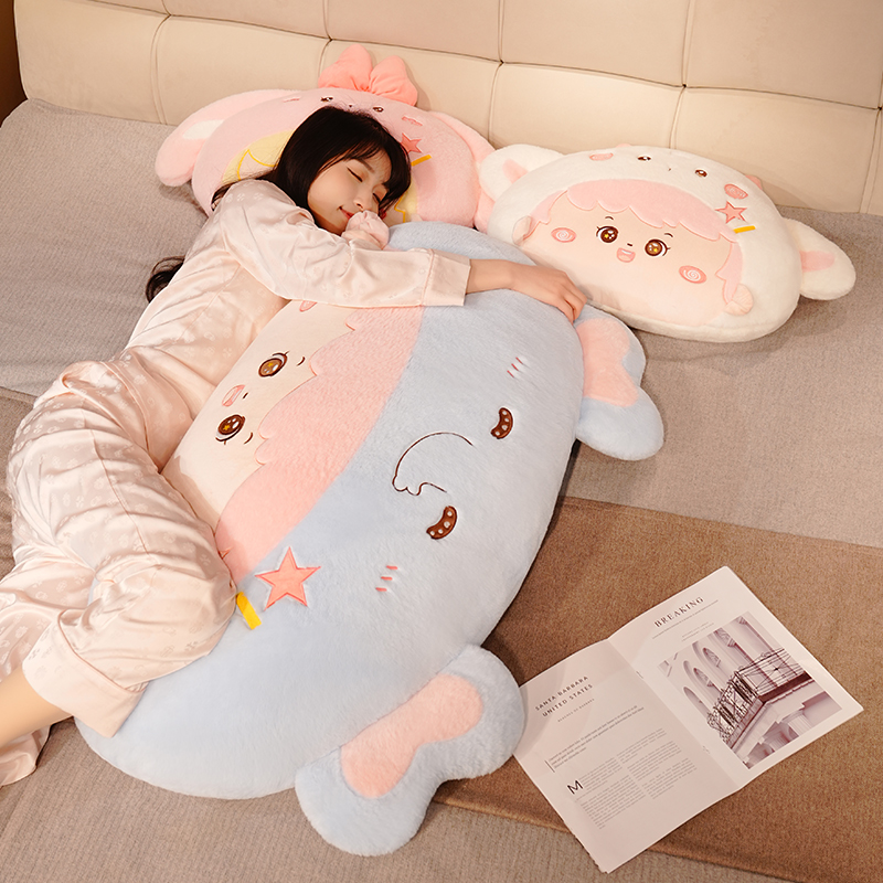 兔子娃娃床头软包靠背抱枕女生睡觉专用孕妇床上侧睡大靠枕可拆洗