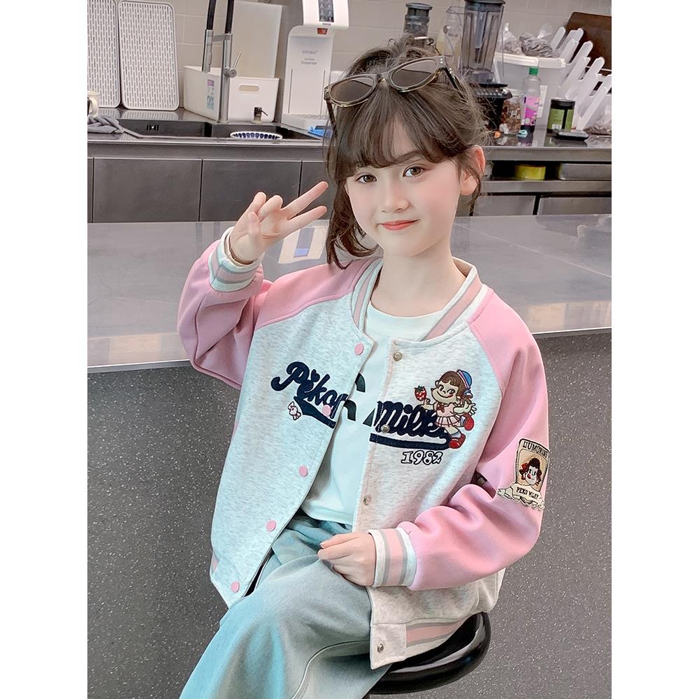 女童外套2025新款秋装儿童网红洋气时髦休闲棒球服春秋款女孩上衣