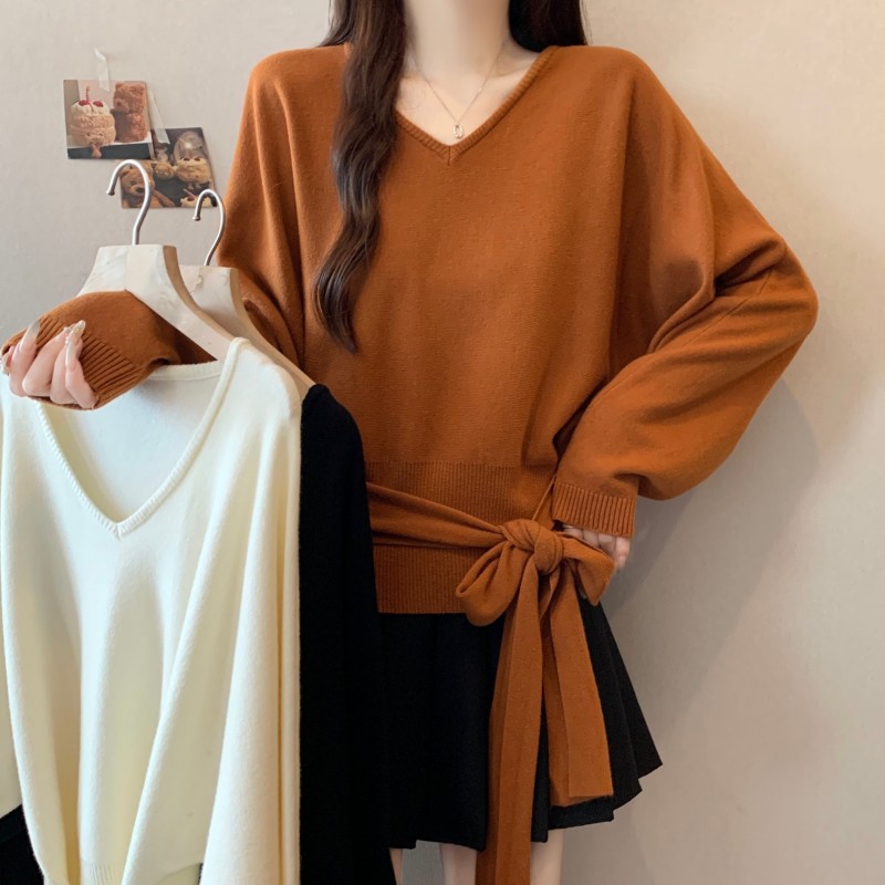 百搭老钱风女装大码胖MMV领下摆系带蝴蝶结新款时尚洋气百搭女装