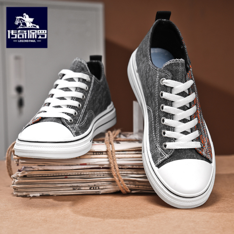传奇保罗正版帆布男鞋冬季潮流休闲低帮板鞋运动软底防臭布鞋潮鞋