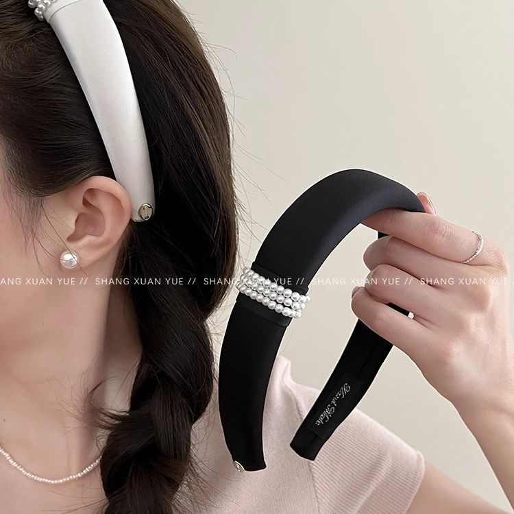 赵露思许妍同款黑色宽边海绵发箍韩系高级感外出百搭压发头箍发饰