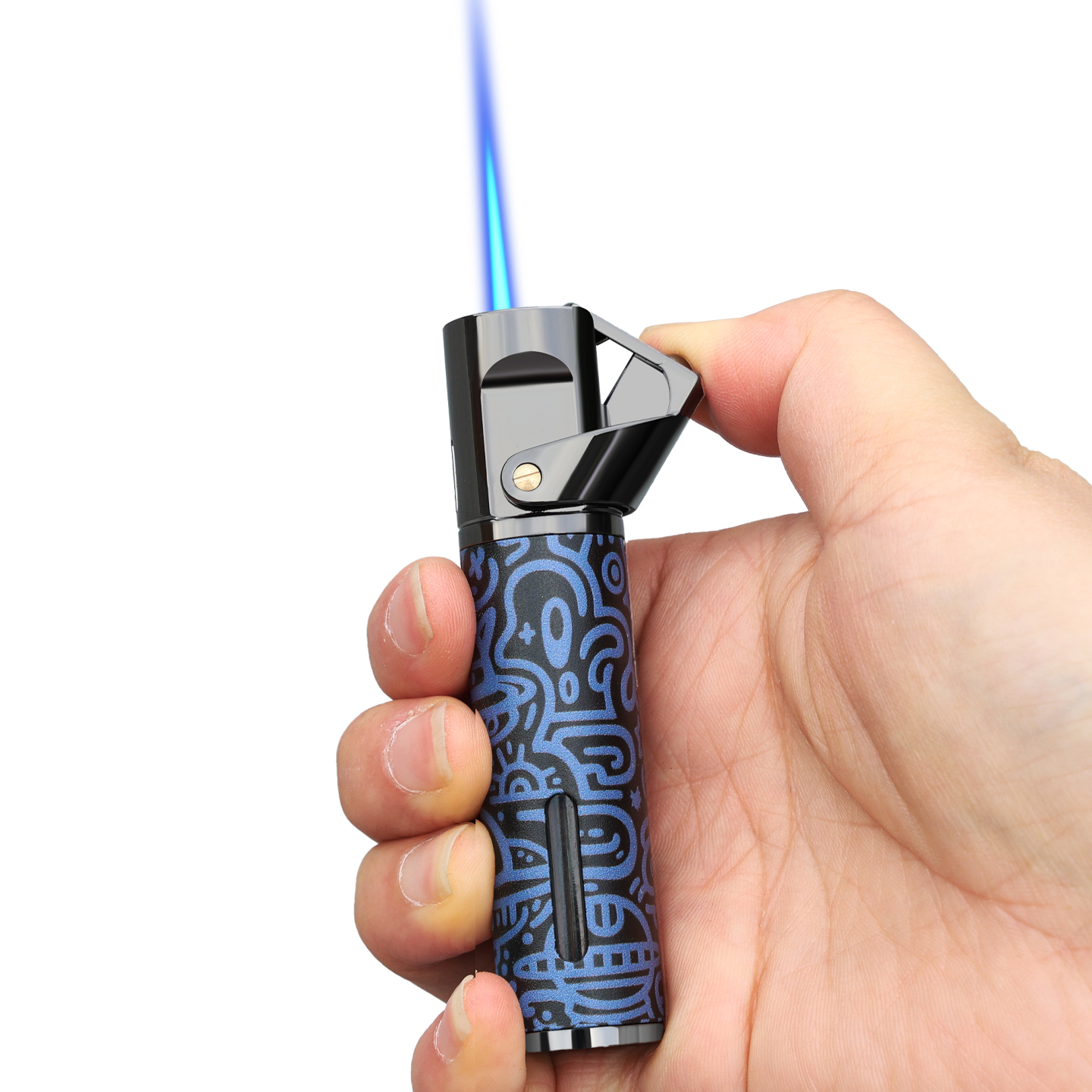 百诚金属创意个性直冲打火机蓝焰防风充气体点烟器送男士礼品艾灸