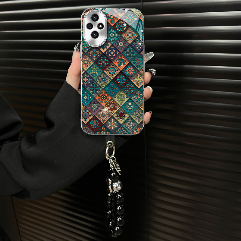 适用于【华为荣耀200】玻璃壳五彩图腾ins风网红创意个性手机壳女款