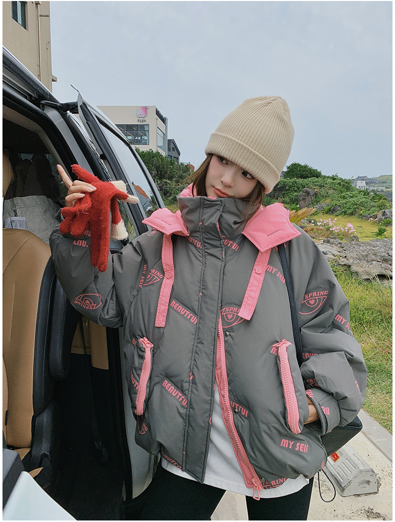 法式连帽短款棉服女士冬季加厚外套高级感超好看小个子防寒面包服