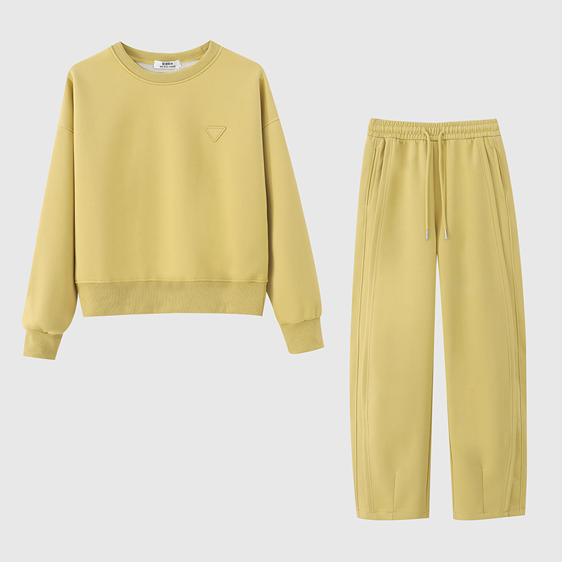 高含棉休闲运动服套装女2026年春秋新款韩系气质卫衣阔腿裤两件套
