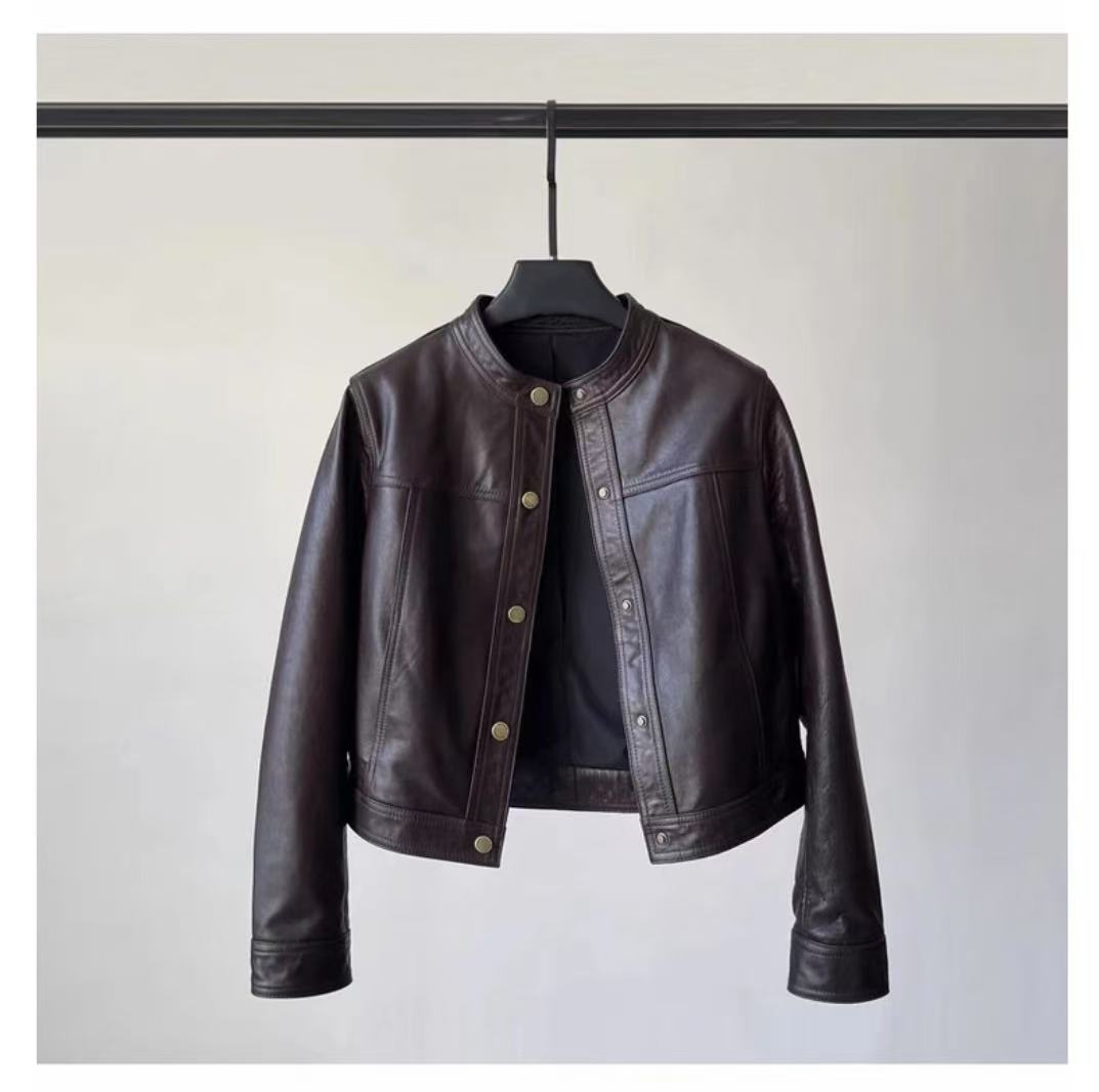 海宁皮衣女士短款立领机车服春季新款280