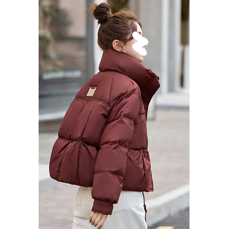 超好看红色立领棉服短款外套女冬季2025新款时尚美式休闲保暖棉袄