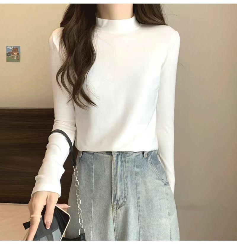 80-200斤大码双面德绒半高领打底女胖MM内搭长袖上衣显瘦秋冬保暖