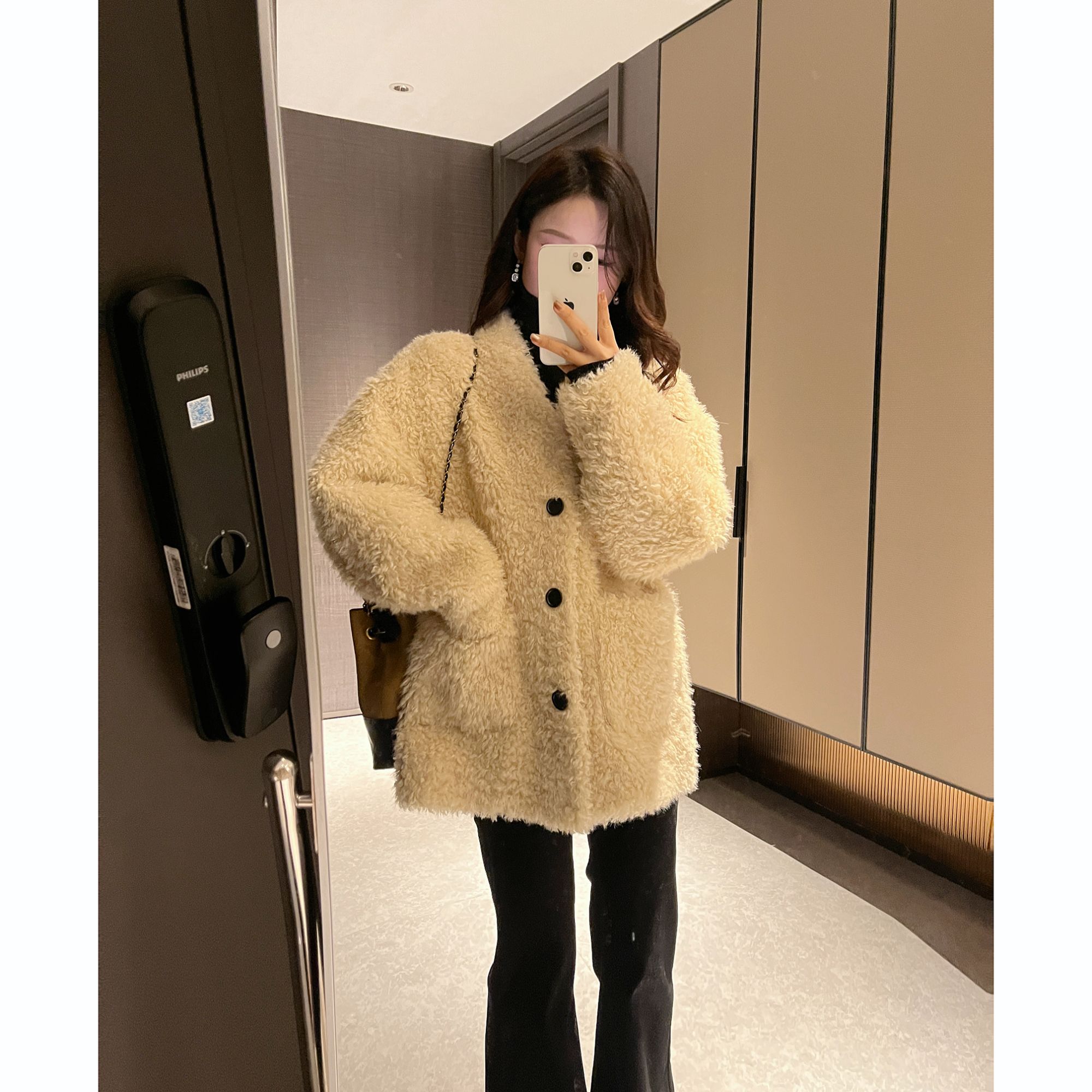 【慵懒雪松】 廓形女秋冬加厚中长款毛毛外套