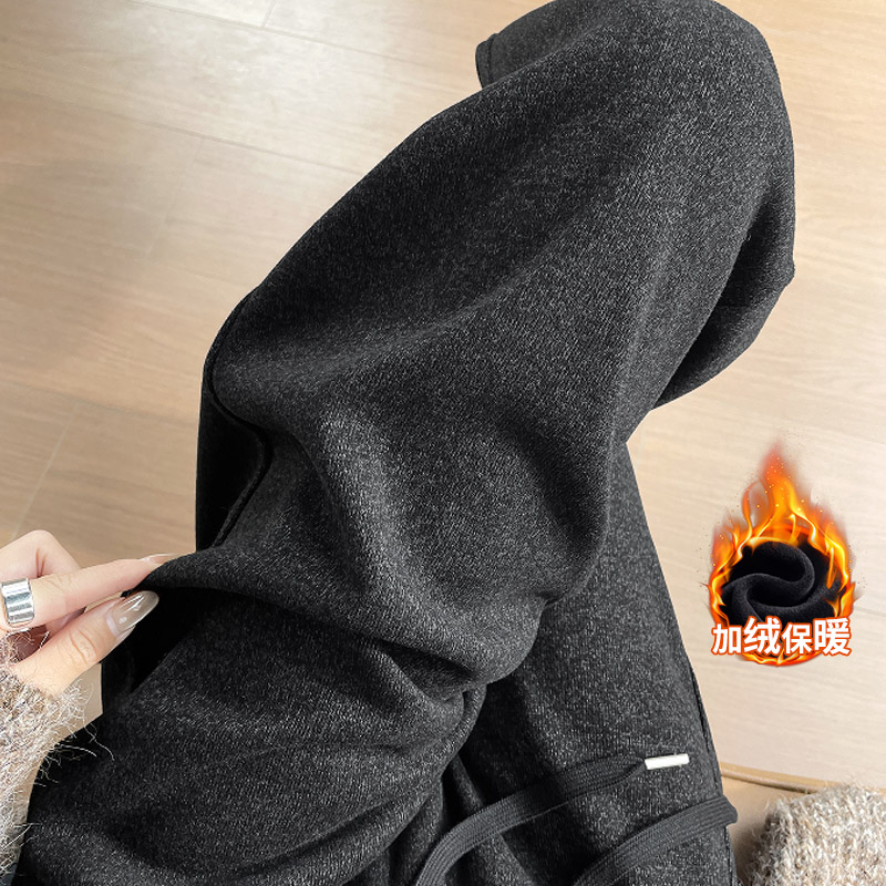 2025新款窄版阔腿裤直筒休闲九分弯刀裤秋冬季加绒加镰刀裤小个子