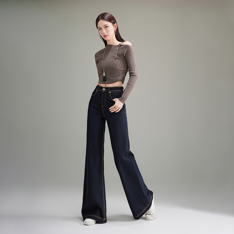 悉妍 2025早秋新款显瘦高腰收腹时尚百搭筒喇复古丹宁牛仔735