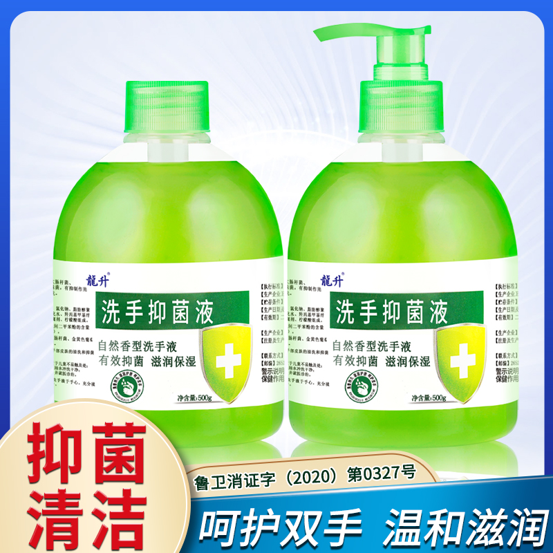 【买一送一】龍升抑菌洗手液500g瓶装自然清香型滋润儿童家用家庭装
