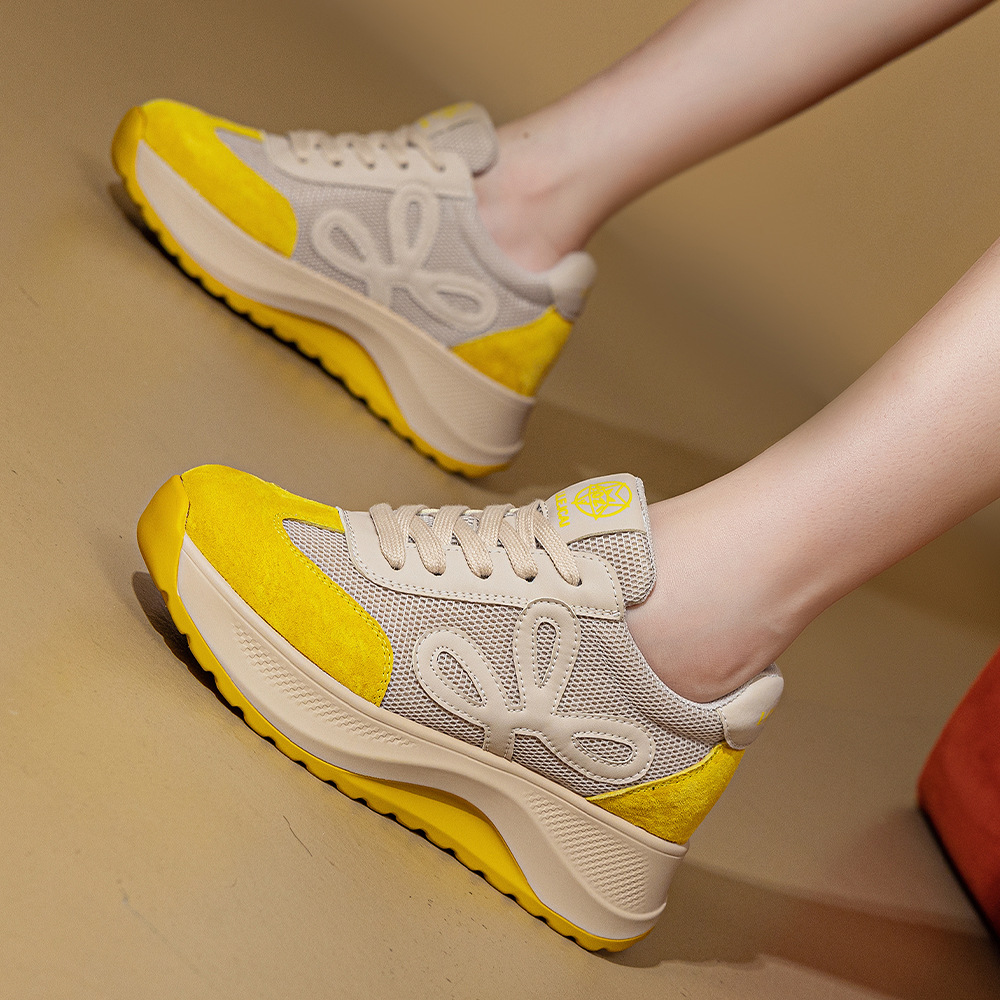 【6CM】2025秋季新款休闲阿甘鞋女防滑系带户外百搭透气运动鞋女士