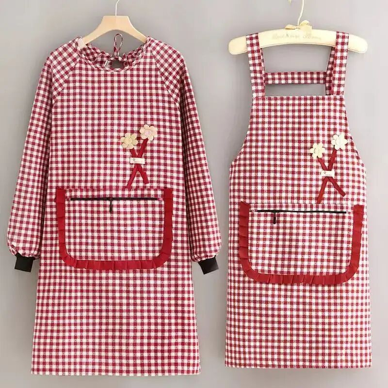 围裙2025新款长袖罩衣家用厨房网红时尚做饭商用餐饮工作服女LQ