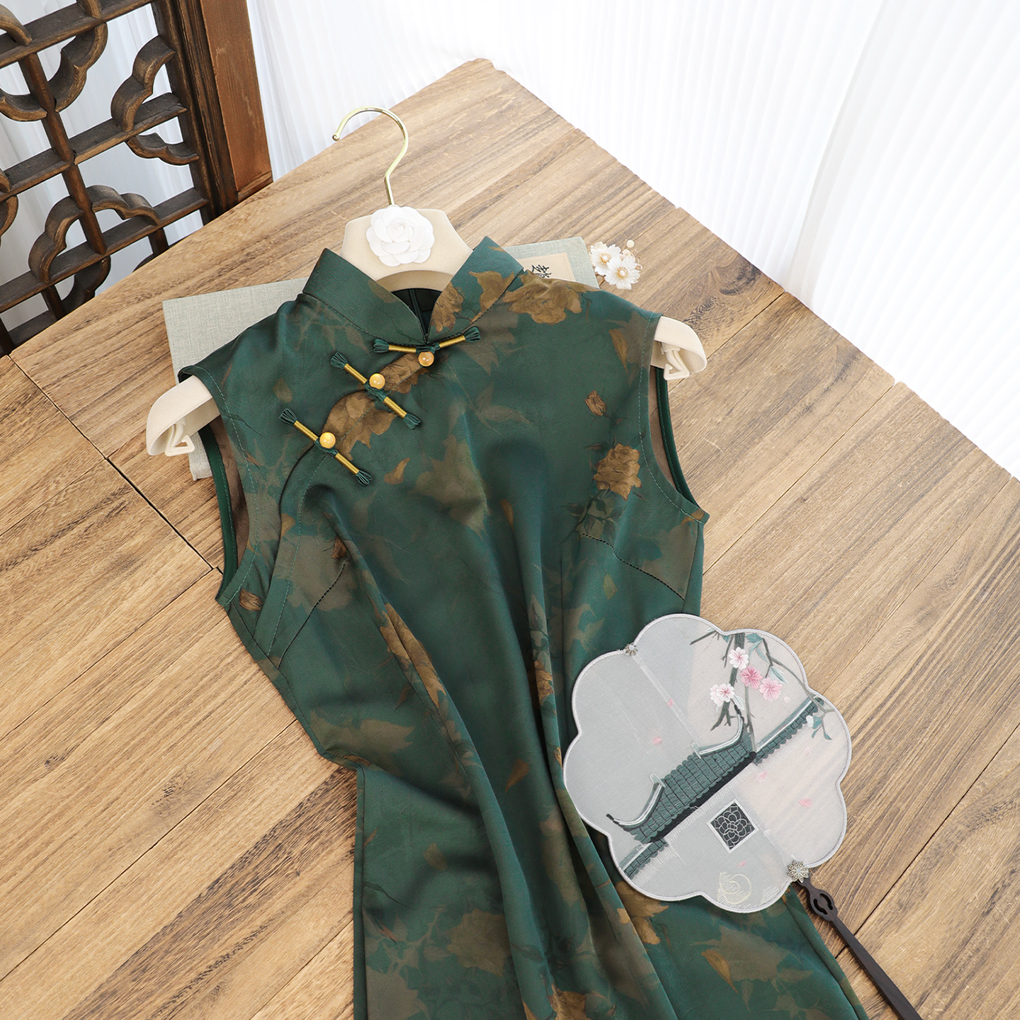 俏娘鱼墨绿复古新中式无袖旗袍女2025夏季新款日常可穿改良老上海