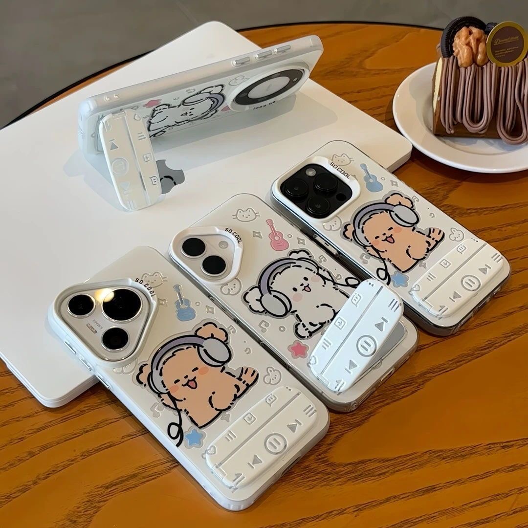 情侣音乐小狗适用苹果16Promax手机壳vivo华为小米14oppo一加防摔
