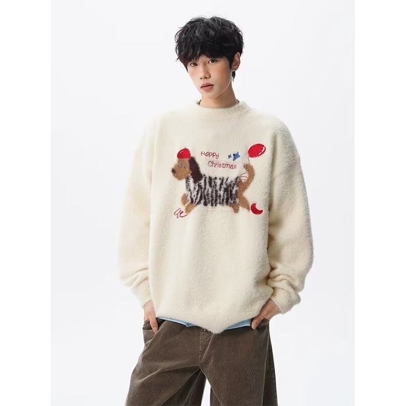 慵懒时尚高质量刺绣毛衣气质潮流原宿简约流行新款秋冬针织上衣