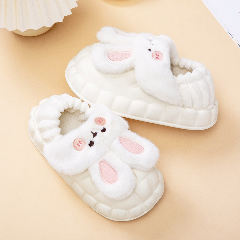 冬季新款保暖毛绒棉鞋外穿包跟爆款柔软舒适小兔子款防滑棉拖6199
