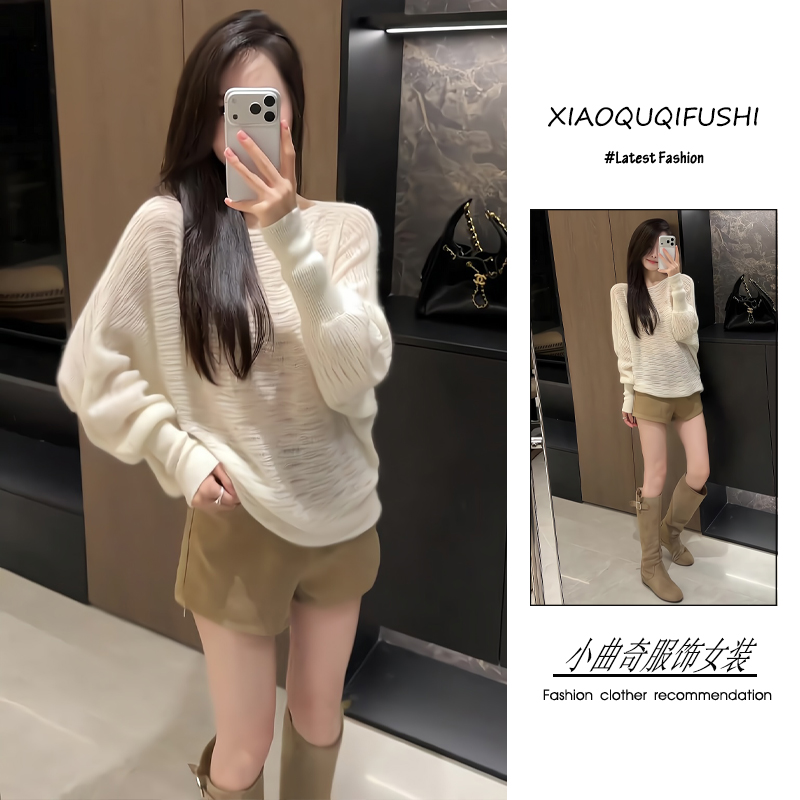 2025年秋季韩系时尚潮流百搭精品女装高级感软糯针织衫短裤两件套
