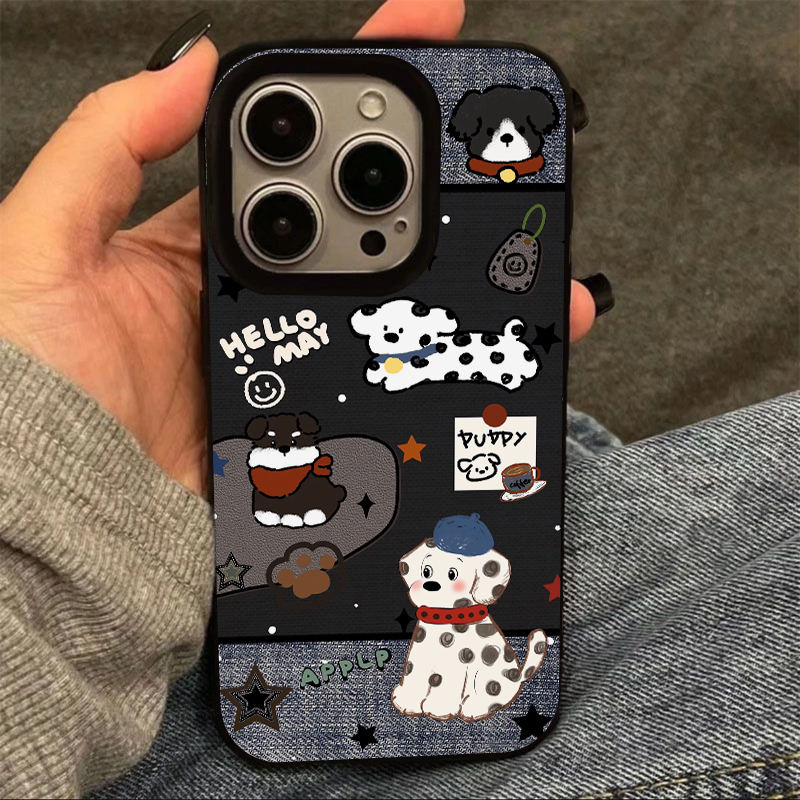 日韩可爱斑点狗适用iPhone15手机壳苹果13promax新款14/11软12套