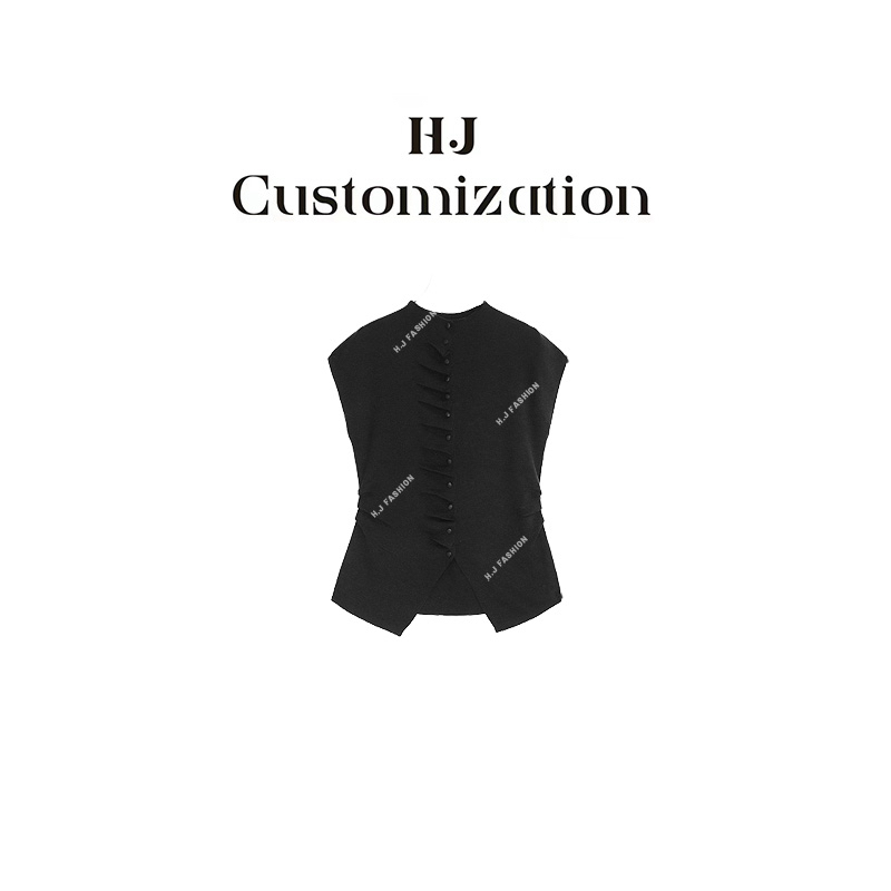 【郝洁】“纸片人”气质高级修身显瘦门襟打皱羊毛小衫8505