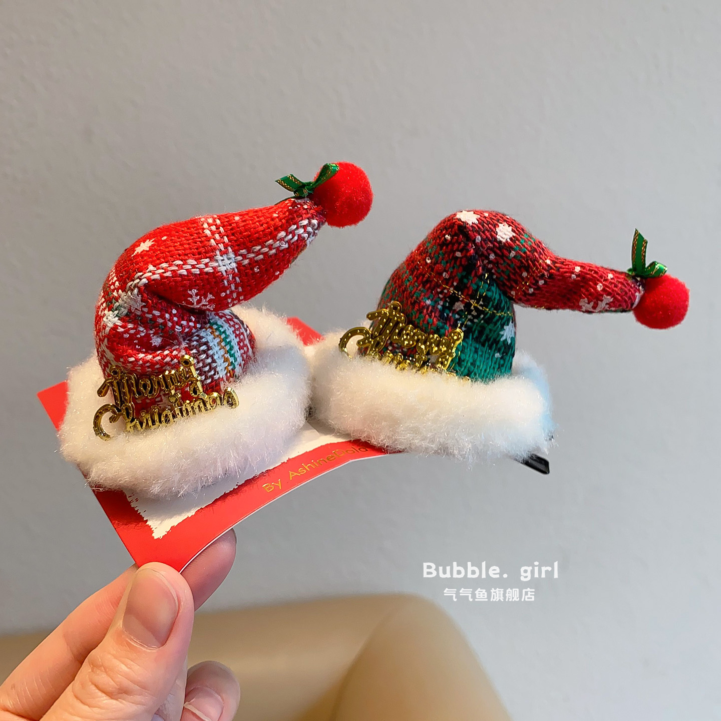 圣诞节发夹可爱圣诞礼帽顶夹宝宝节日表演发卡儿童拍照氛围感发饰