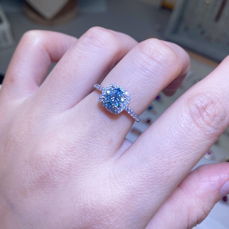 非金属合成锆石戒指 时尚方糖爆闪方糖可调节圈口戒指